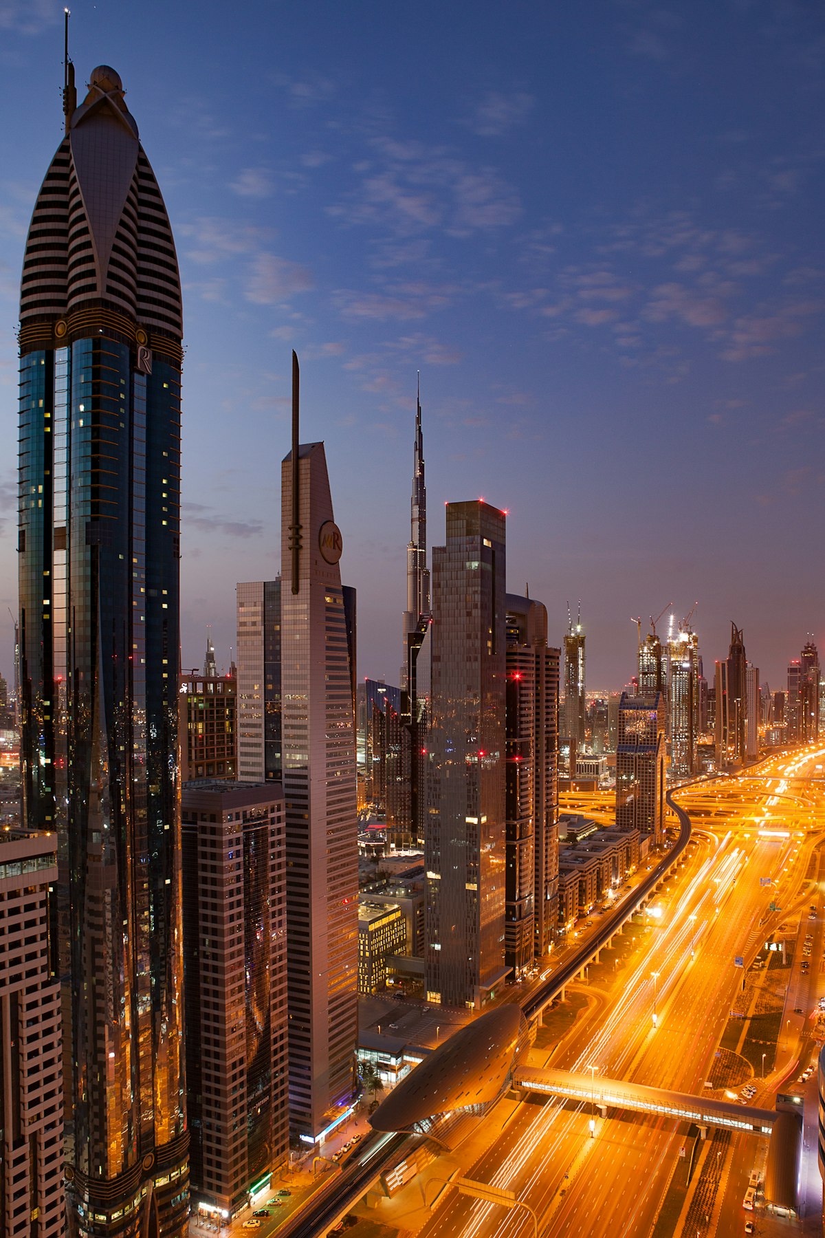 The Dubai skyline at dusk, where Maseer builds national talent for the UAE